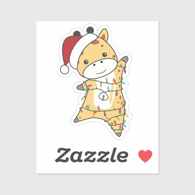Giraffe Christmas Giraffes Winter Animals Sticker (Sheet)