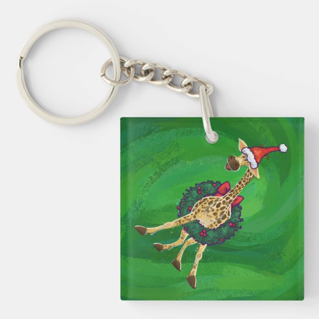 Giraffe Christmas Keychain (Front)