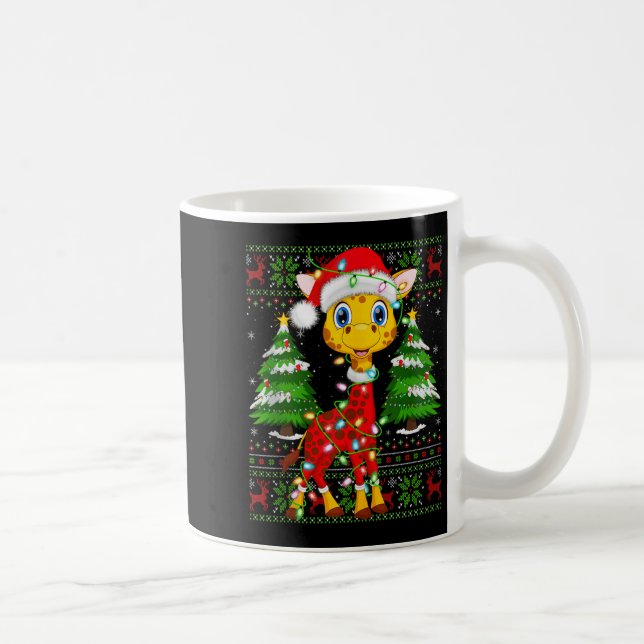 Giraffe Christmas Lights Santa Costume Ugly Xmas S Coffee Mug (Right)
