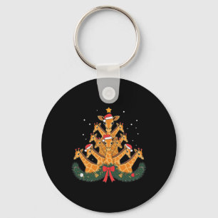 Giraffe Christmas Tree Animal Xmas Women Men Key Ring