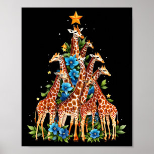 Giraffe Christmas Tree Cute Giraffe Lovers Xmas Ho Poster