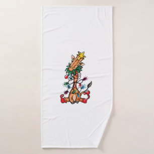 Giraffe Christmas Tree Giraffe Xmas Tree Women & B Bath Towel