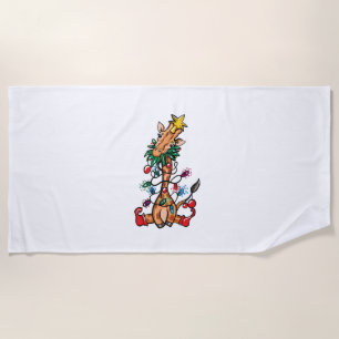 Giraffe Christmas Tree Giraffe Xmas Tree Women & B Beach Towel