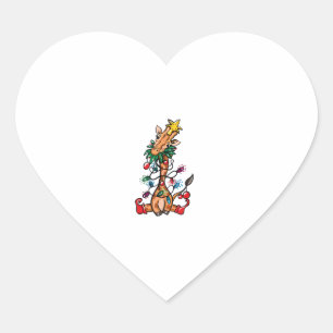 Giraffe Christmas Tree Giraffe Xmas Tree Women & B Heart Sticker