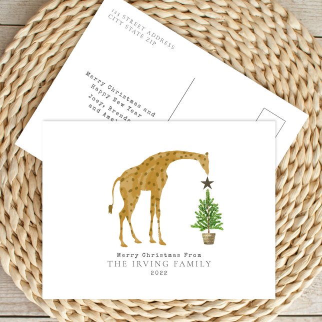 Giraffe Christmas Tree Holiday Postcard (Creator Uploaded)