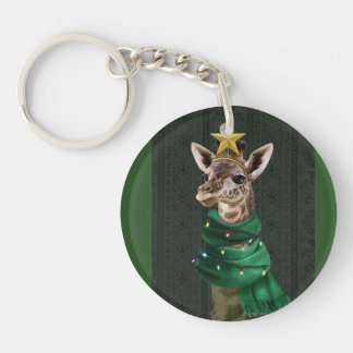 Giraffe Christmas Tree Key Ring