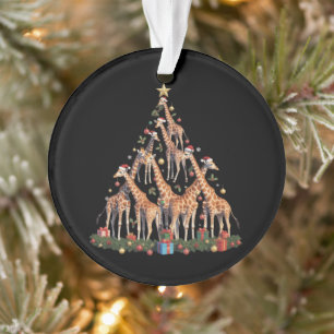 Giraffe Christmas Tree Santa African Wildlife Farm Ornament