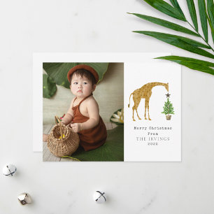 Giraffe Christmas Tree Star Holiday Card