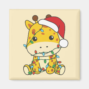 Giraffe Christmas Winter Animals Holiday Giraffes Magnet
