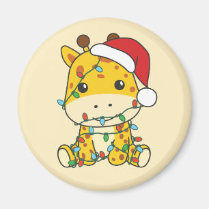 Giraffe Christmas Winter Animals Holiday Giraffes Magnet