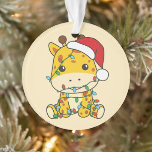 Giraffe Christmas Winter Animals Holiday Giraffes Ornament