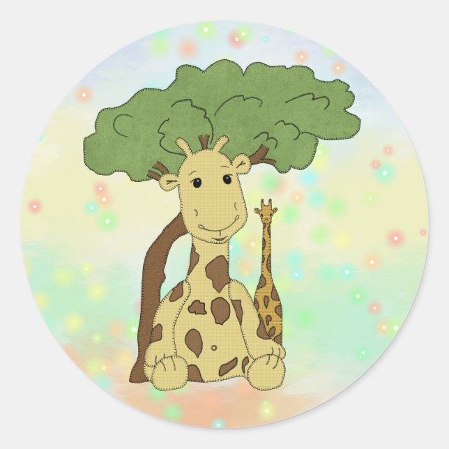 giraffe classic round sticker (Front)