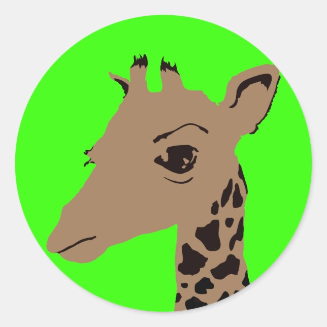 giraffe classic round sticker (Front)