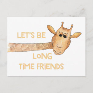 Giraffe. Classroom Valentine. Friends card. Kids Holiday Postcard