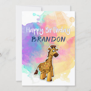 Giraffe Colourful Birthday Card