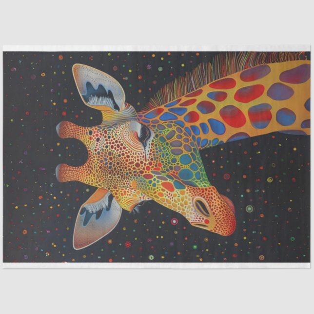 Giraffe Colourful Skin Circle Background Decoupage Tissue Paper (Front)