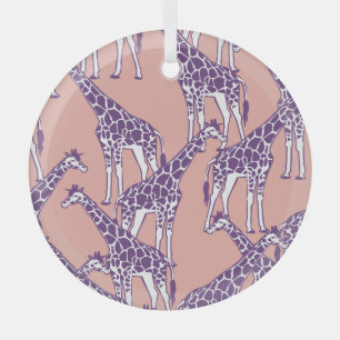 Giraffe Colourful Spots Vintage Safari Illustratio Glass Tree Decoration