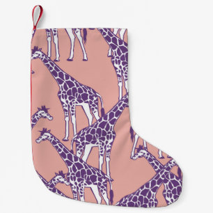 Giraffe Colourful Spots Vintage Safari Illustratio Small Christmas Stocking