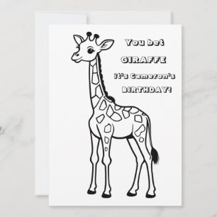 Giraffe Colouring Party Digital Download Invitation