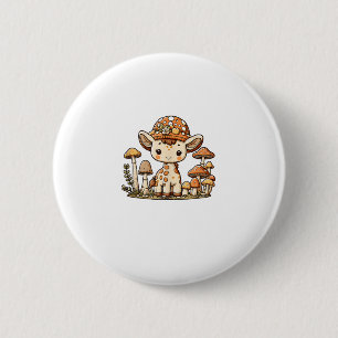 Giraffe Cottagecore Mushroom _1 6 Cm Round Badge
