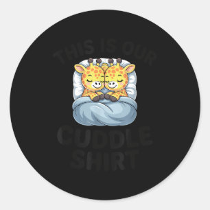 Giraffe Couple Cute Love This Is Our Cuddle Classic Round Sticker
