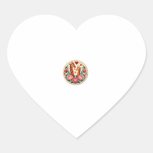 Giraffe Couple Illustration Giraffe Lovers _3 Heart Sticker