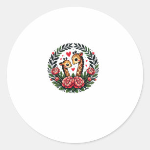 Giraffe Couple Illustration Giraffe Lovers _4 Classic Round Sticker