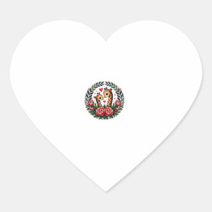 Giraffe Couple Illustration Giraffe Lovers _4 Heart Sticker