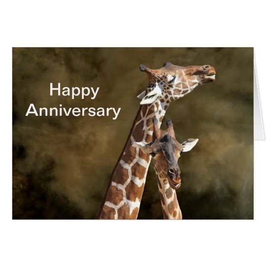 Giraffe Couple Snuggle Personalised Anniversary Ca Card