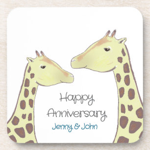 Giraffe Couple Wedding Anniversary Coaster