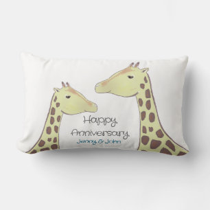 Giraffe Couple Wedding Anniversary Lumbar Cushion