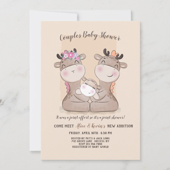 Giraffe Couples Baby Shower Invitation (Front)