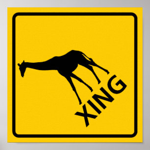 Giraffe Crossing Highway Sign