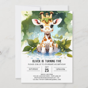  Giraffe Custom Kids Birthday Invitation