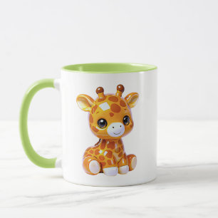 Giraffe Cute Glossy Character Green Theme Mug