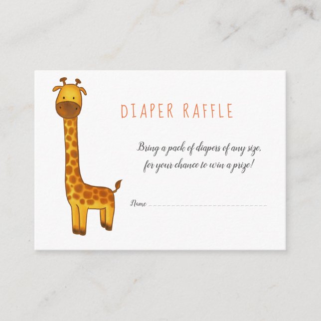 Giraffe Cute Minimalist Baby Shower Diaper Raffle Enclosure Card (Front)