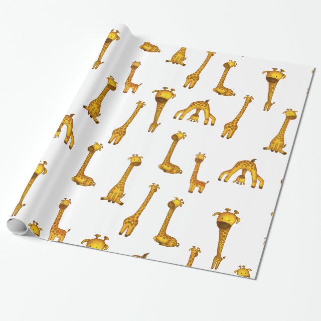 Giraffe Cute Safari Animal Pattern Wrapping Paper (Unrolled)