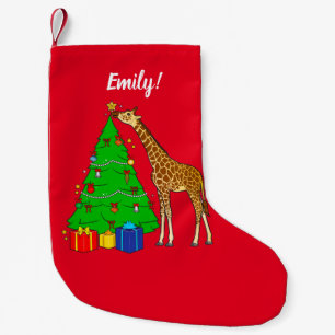 Giraffe Decorating Christmas Tree with Star Large  Small Christmas Stocking