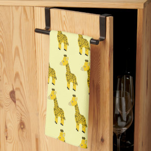 Giraffe Design Any Colour Background Tea Towel