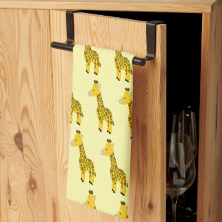 Giraffe Design Any Colour Background Tea Towel