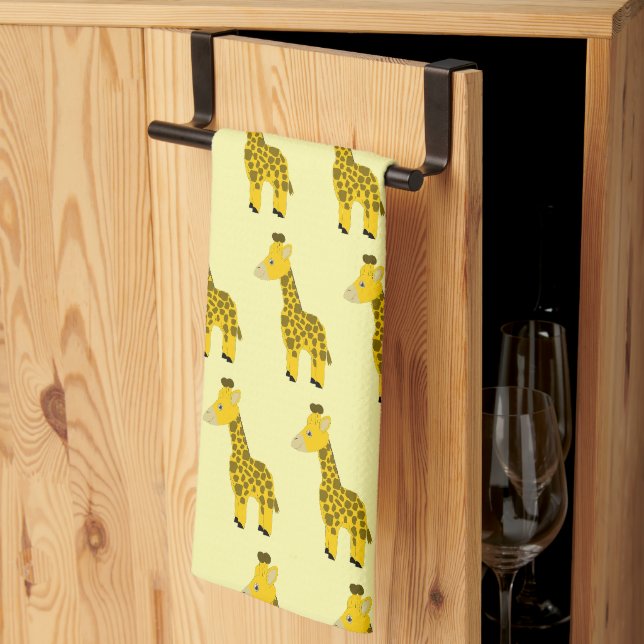 Giraffe Design Any Colour Background Tea Towel (Thirds Fold)