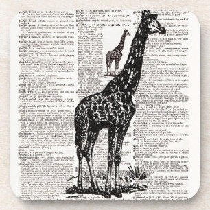 Giraffe Dictionary Art Coaster