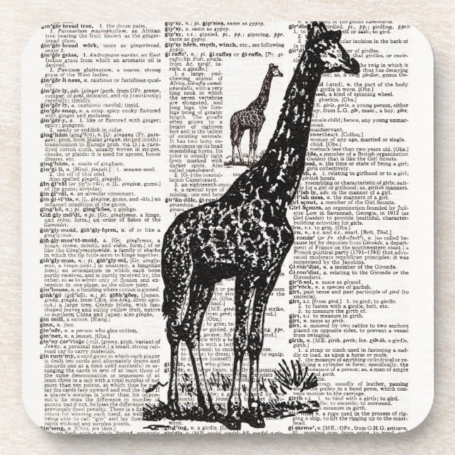 Giraffe Dictionary Art Coaster (Front)