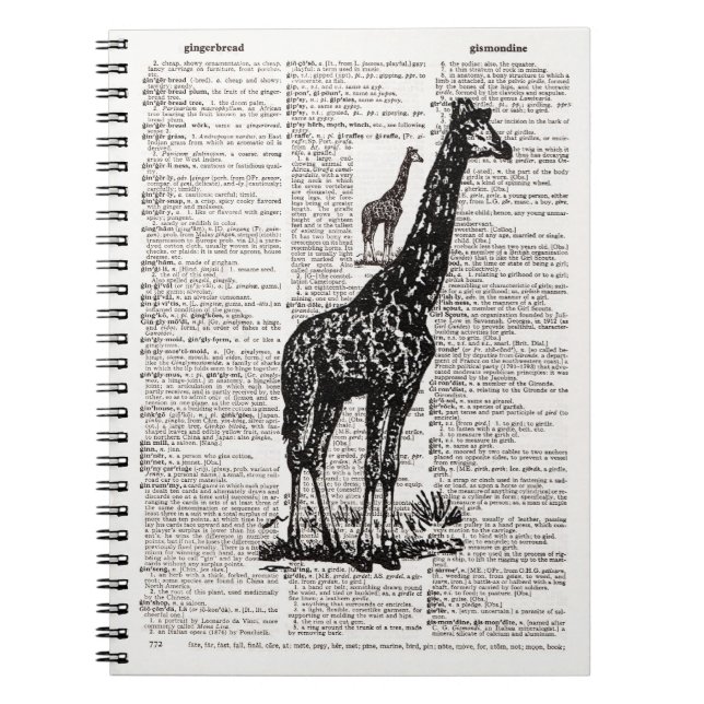 Giraffe Dictionary Art Notebook (Front)