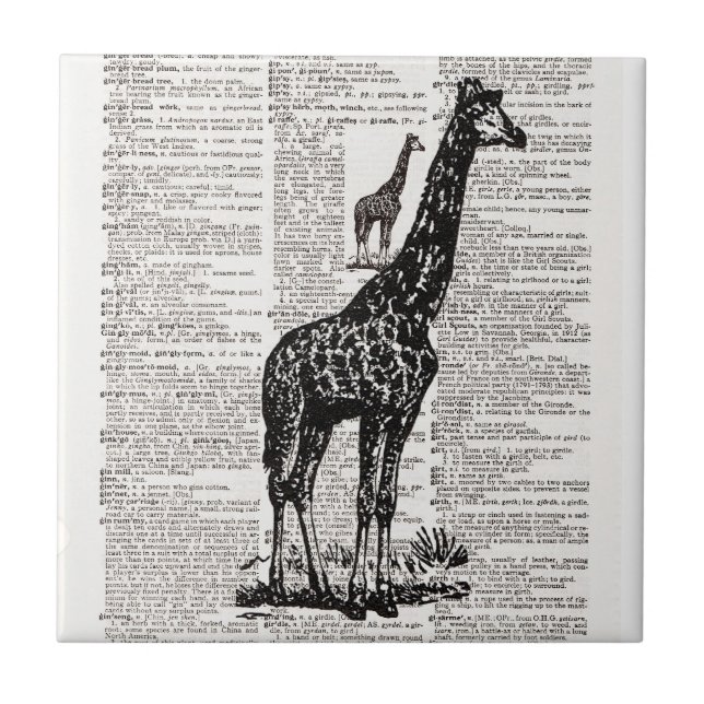 Giraffe Dictionary Art Tile (Front)