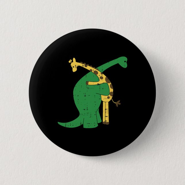Giraffe Dinosaur Hug Love Dino Animals Safari Hall 6 Cm Round Badge (Front)