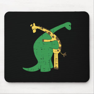 Giraffe Dinosaur Hug Love Dino Animals Safari Hall Mouse Pad