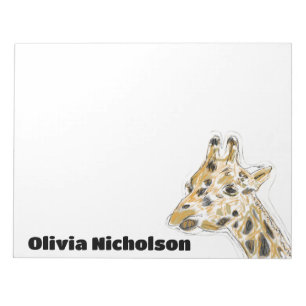 Giraffe Doodle Art Personalised Stationery  Notepad