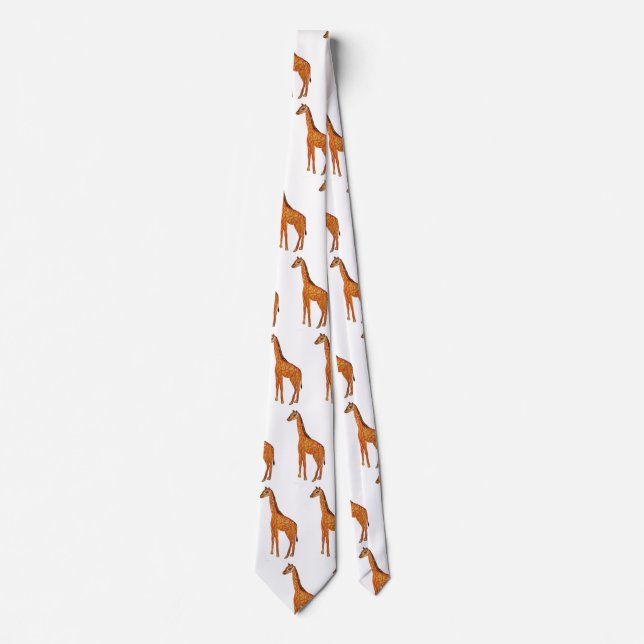 Giraffe Drawing  Colourful Tie (Front)