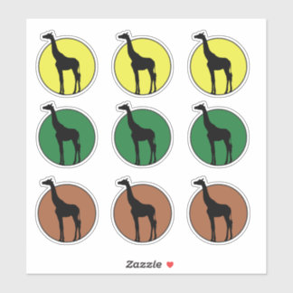 Giraffe Drawing in Yellow, Brown & Green Circles